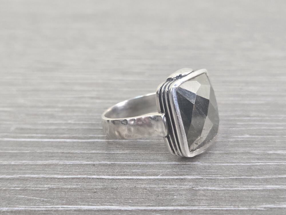 Silpada Amarillo Pyrite Ring - R3479 - Hammered Band 925 Sterling Size 11